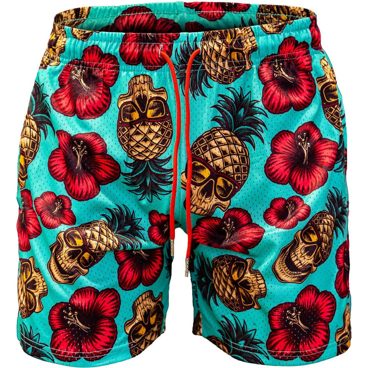Men’s above the knee lifestyle shorts with mesh in turquoise #color_teal-pineapple-express