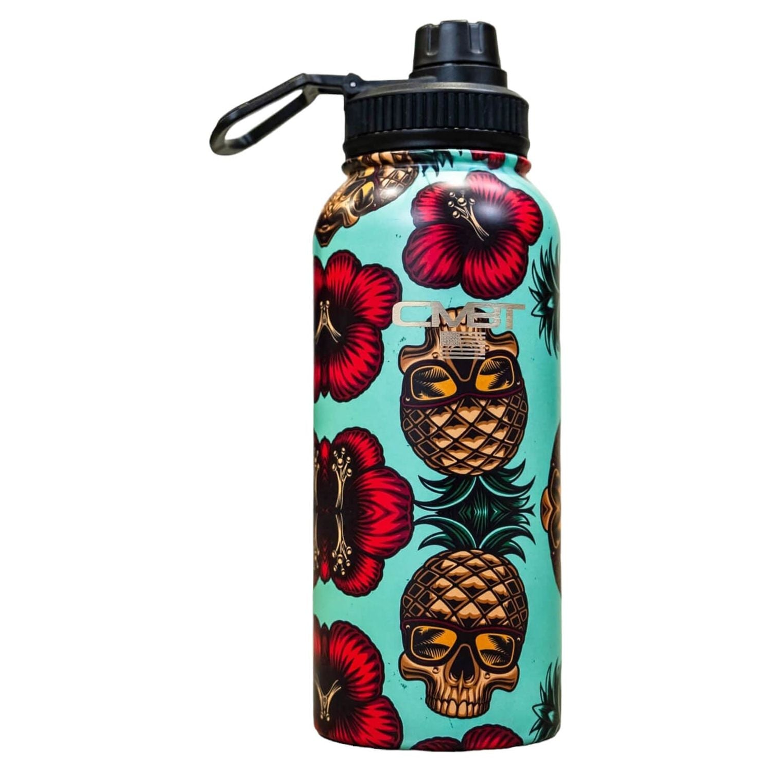 32oz Metal Insulated Hydration Bottle with Built in Drink Port V2 | Teal Pineapple Express