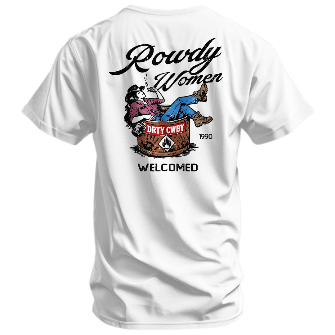 Rowdy Women Welcomed Men's T-Shirt - DIRTY COWBOY MFG #color_white