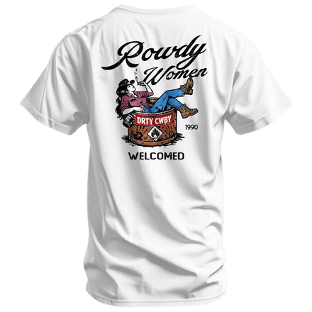 Rowdy Women Welcomed Men's T-Shirt - DIRTY COWBOY MFG #color_white
