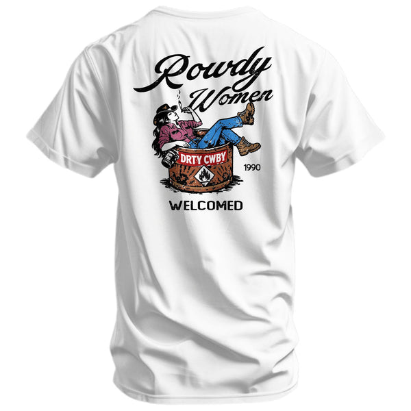 Rowdy Women Welcomed Men's T-Shirt - DIRTY COWBOY MFG #color_white
