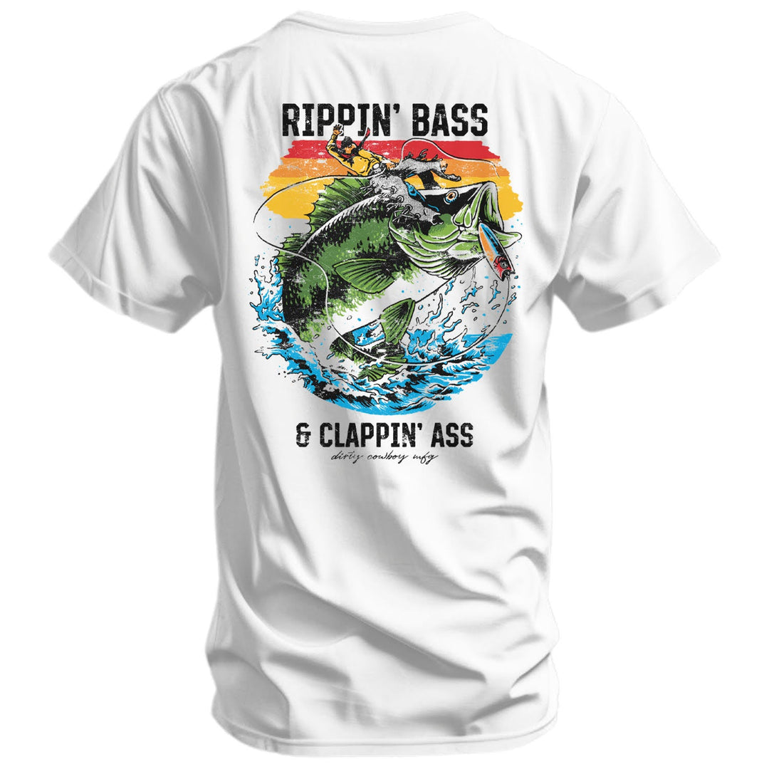 Rippin' Bass & Clappin' Ass Men's T-Shirt - DIRTY COWBOY MFG #color_white