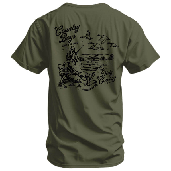 Country Boy's Will Survive Men's T-Shirt - DIRTY COWBOY MFG
#color_military-green