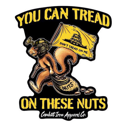 Tread On These Nuts Tactical Squirrel Decal Sticker - Combat Iron Apparel Co.