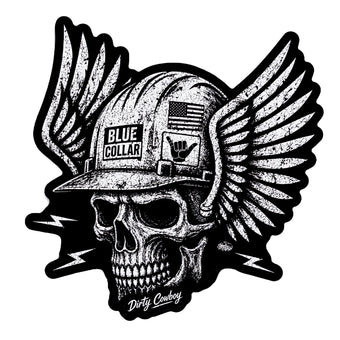 Blue Collar Skull Decal