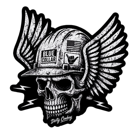 Blue Collar Skull Decal