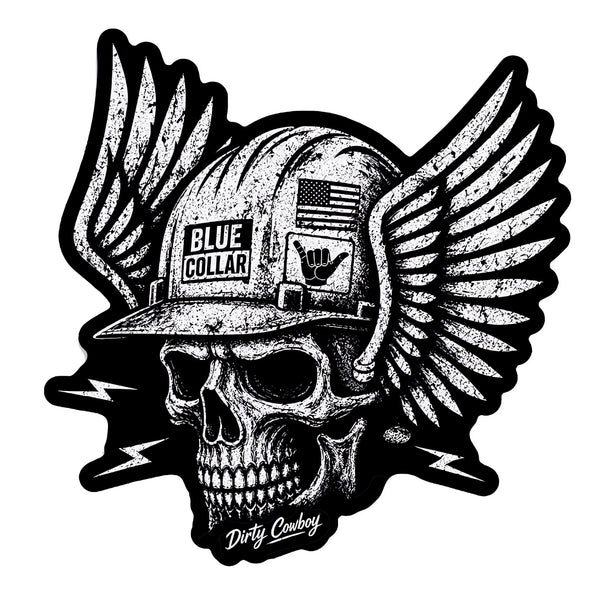 Blue Collar Skull Decal
