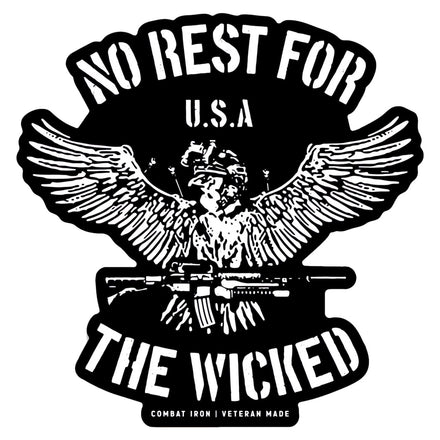 No Rest For The Wicked Decal Sticker - Combat Iron Apparel Co.