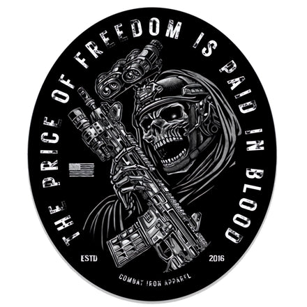 The Price Of Freedom Is Paid In Blood Decal - Combat Iron Apparel Co.