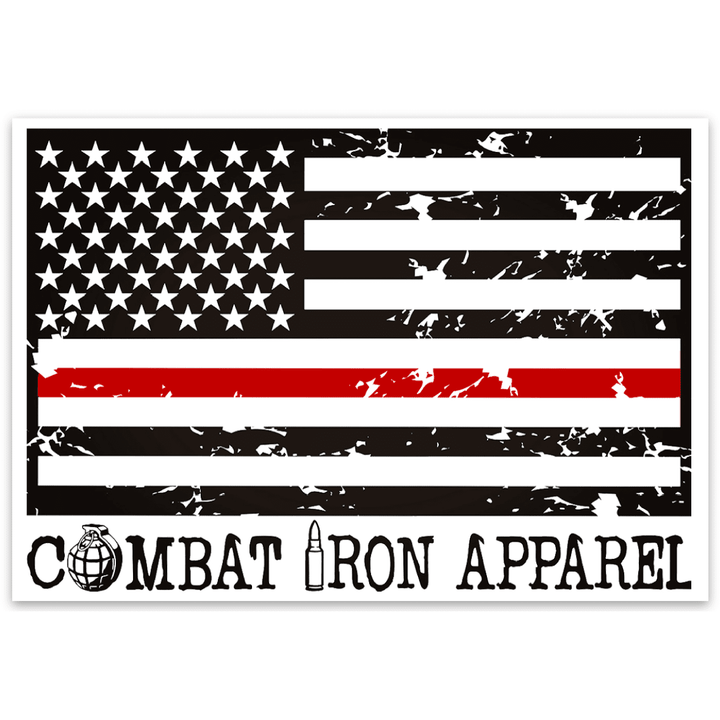 ALL WEATHER DECAL | THIN RED LINE FLAG FIRE FIGHTER SUPPORT - Combat Iron Apparel™