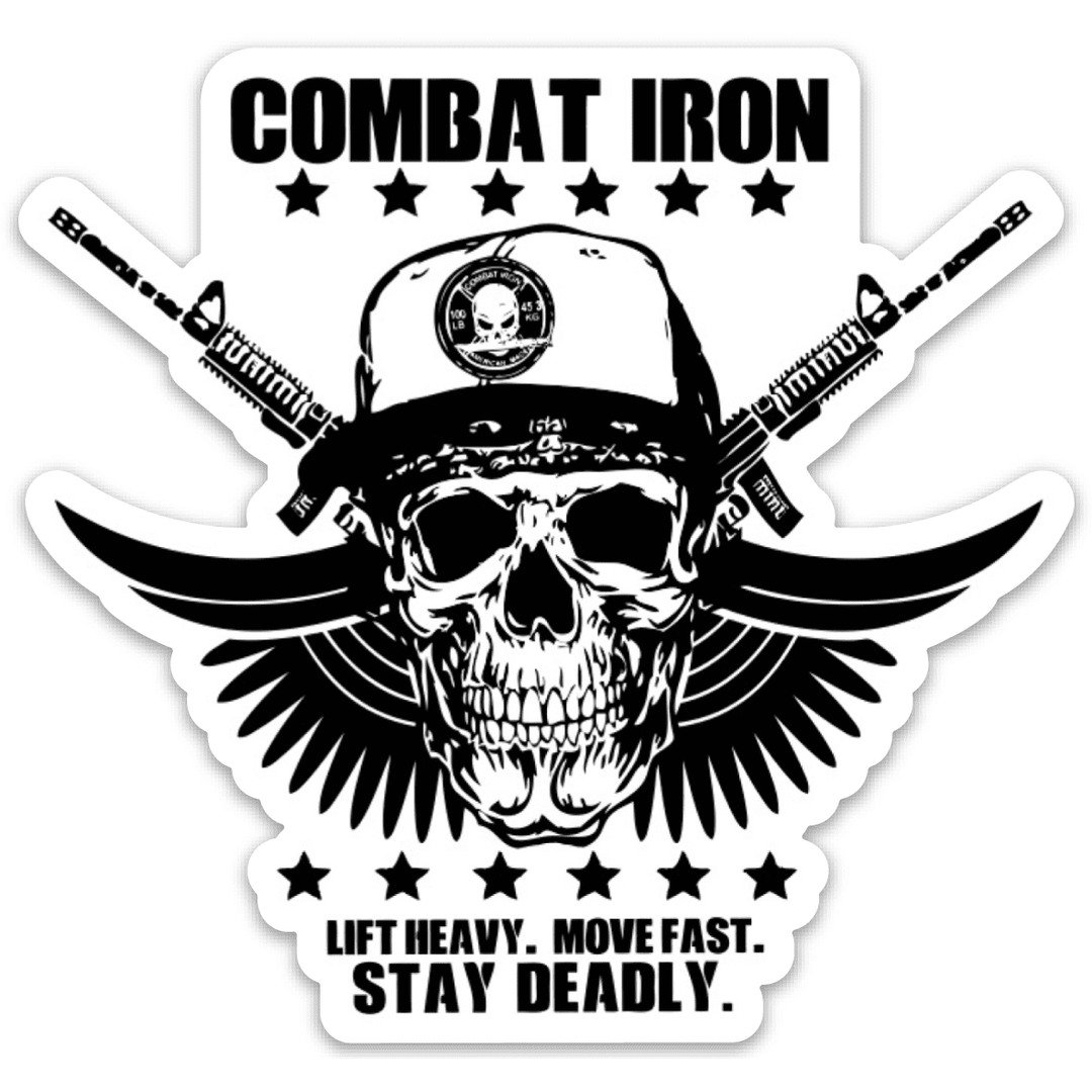 Combat Iron® SnapBack Skull All Weather Decal | Black/White - Combat Iron Apparel™