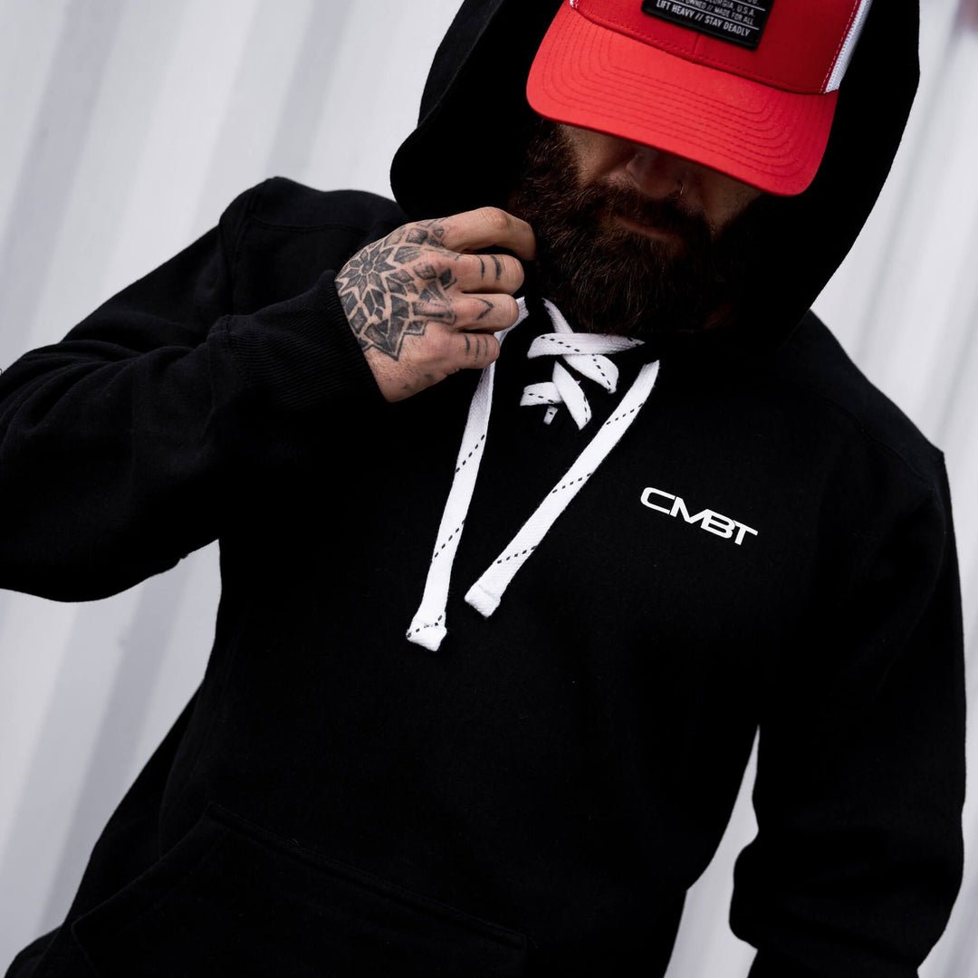 CMBT heavyweight hockey hoodie in dark grey with white details #color_black