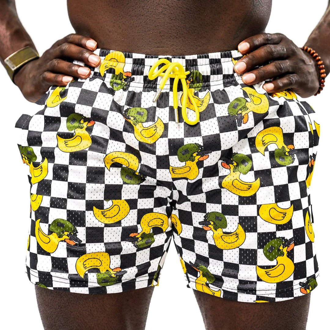 Men’s above the knee lifestyle shorts with mesh #color_tactiduck-checkered-edition