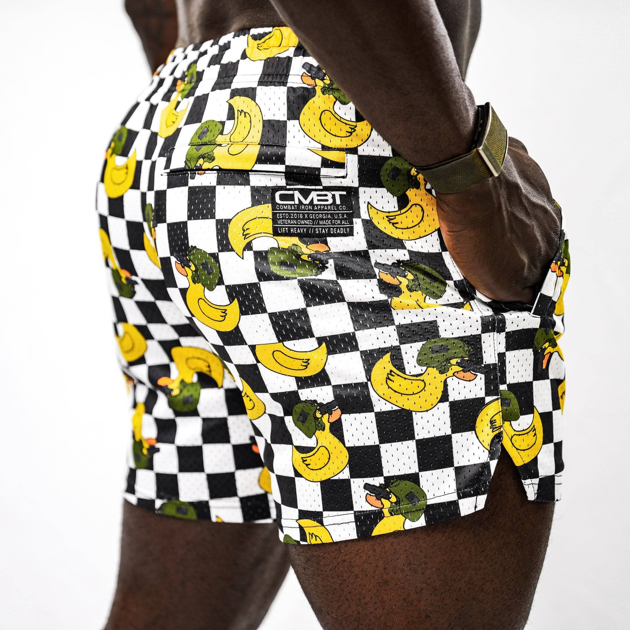 Men’s above the knee lifestyle shorts with mesh #color_tactiduck-checkered-edition