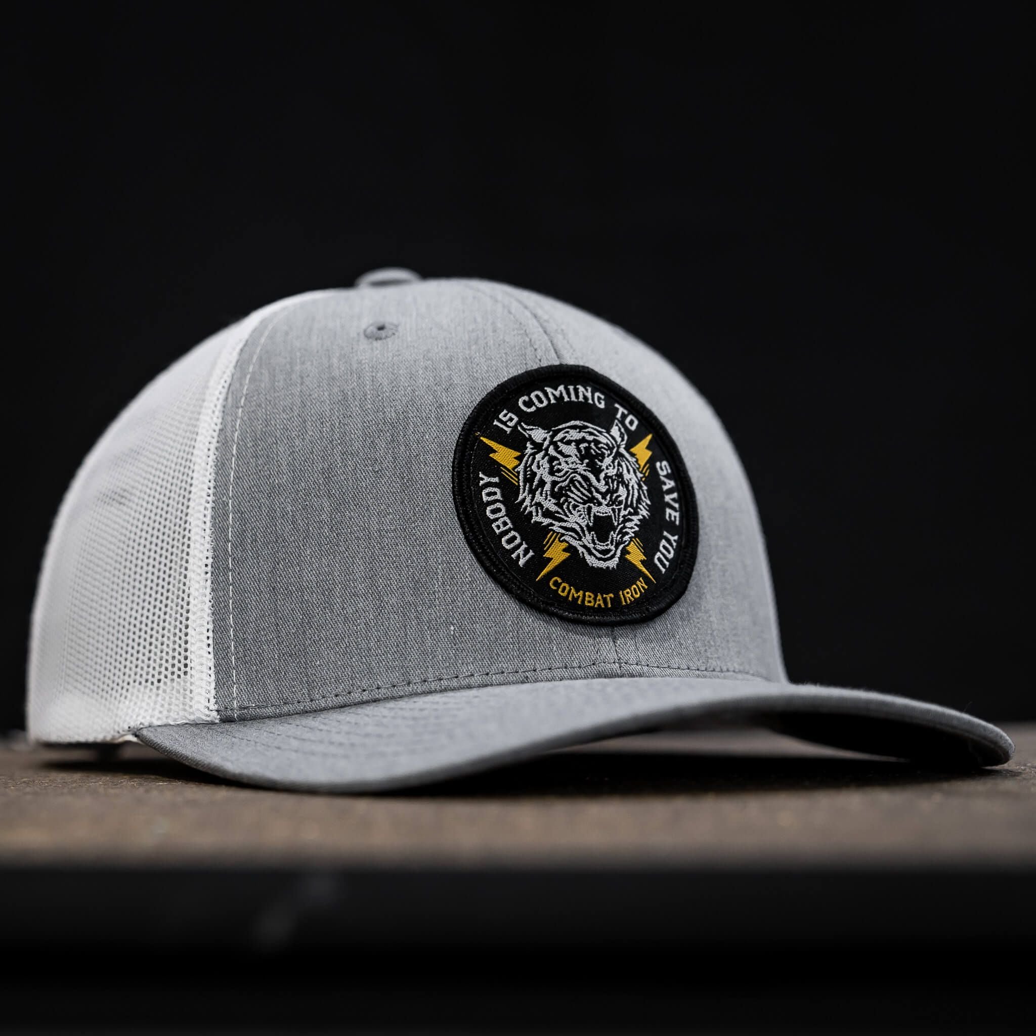 Nobody is coming to save you mid-profile snapback hat  #color_gray-white