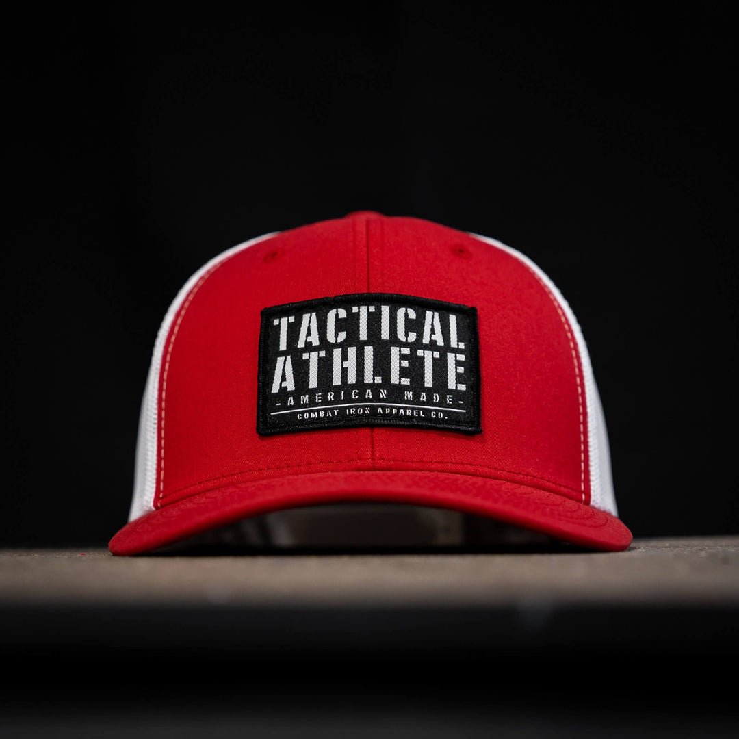 Tactical athlete American-made snapback hat #color_red-white