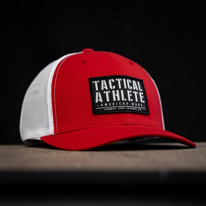 Tactical athlete American-made snapback hat #color_red-white