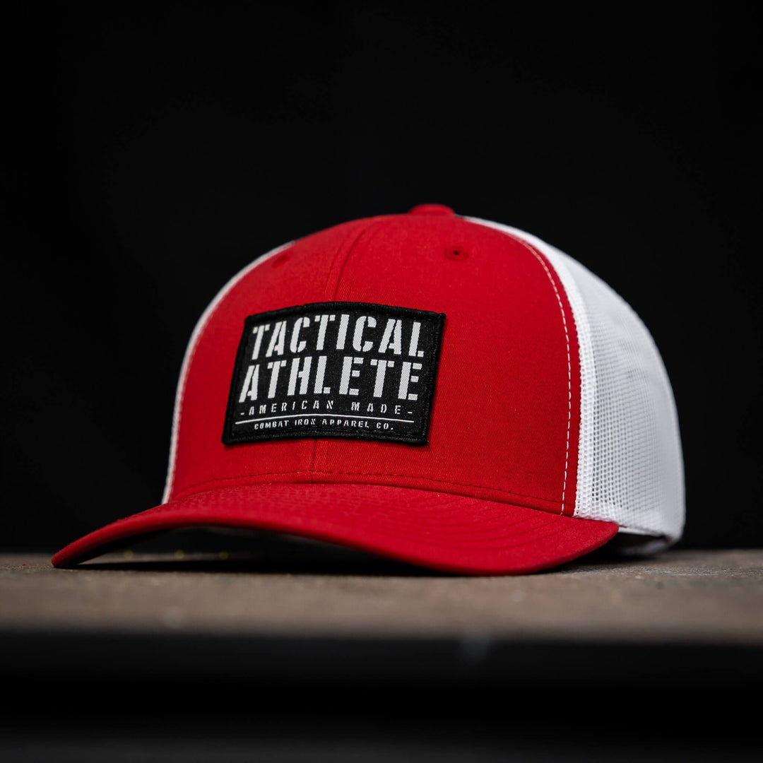 Tactical athlete American-made snapback hat #color_red-white