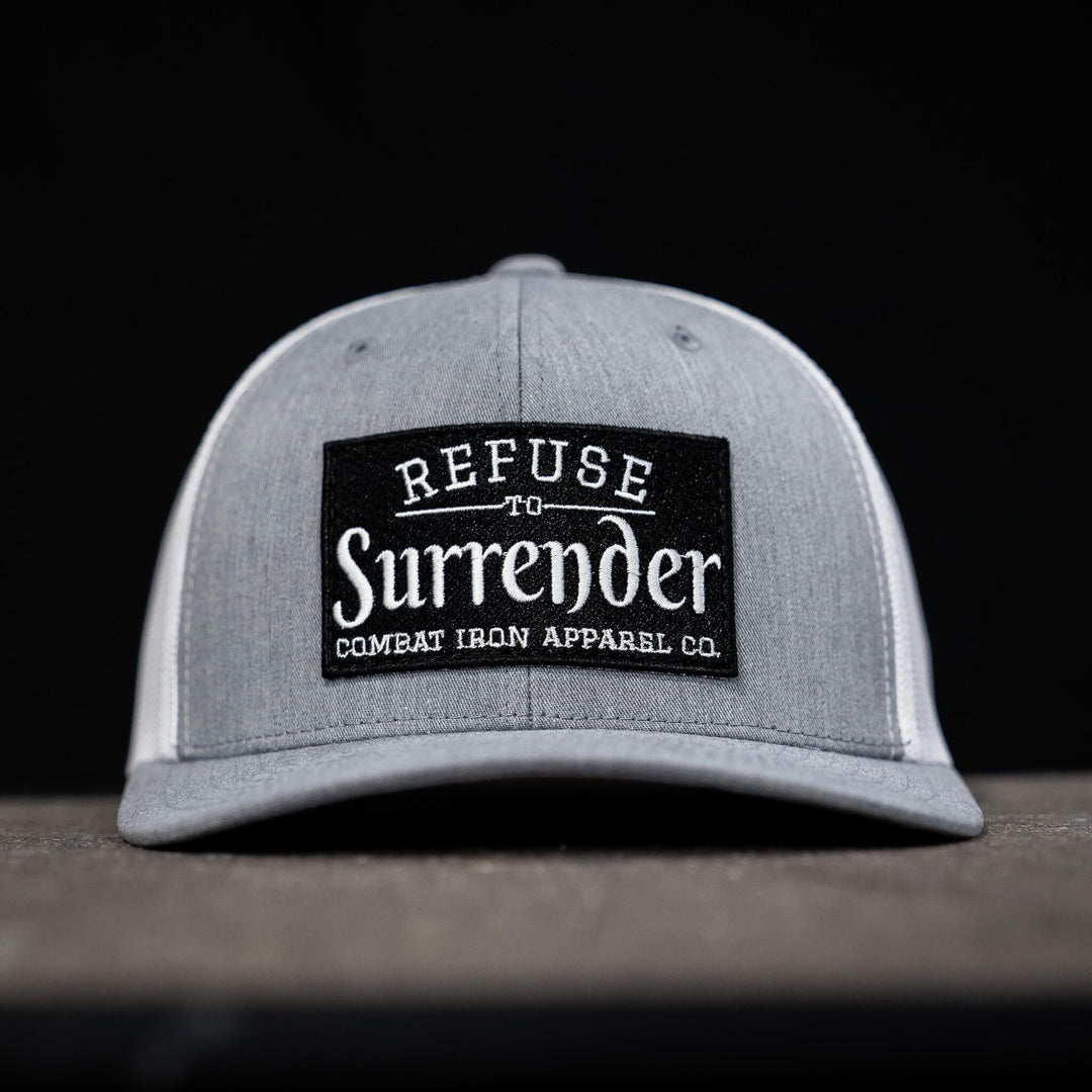 Refuse to surrender, mid-profile mesh snapback hat #color_gray-white