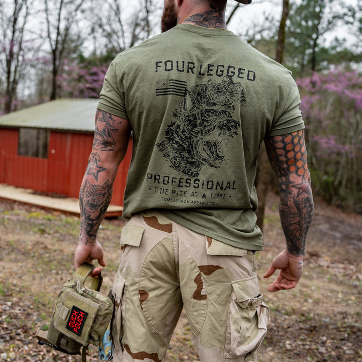 Four-legged professional K9 training men’s t-shirt #color_military-green