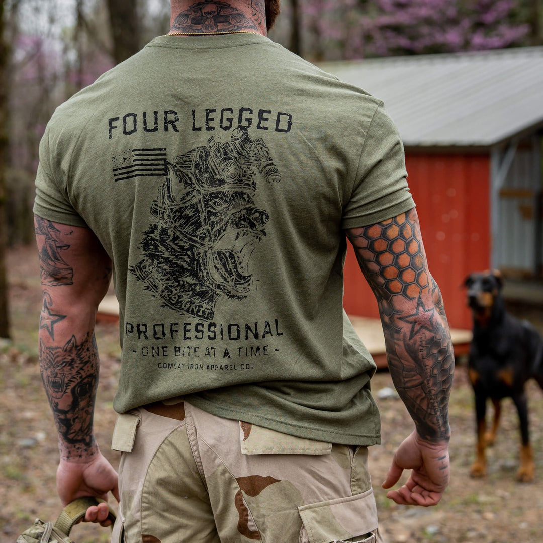 Four-legged professional K9 training men’s t-shirt #color_military-green