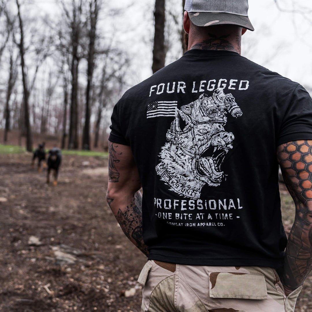 Four-legged professional K9 training, men’s shirt in black with white details #color_black