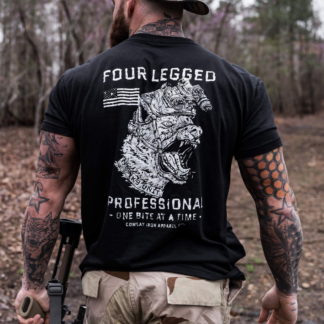 Four-legged professional K9 training, men’s shirt in black with white details #color_black