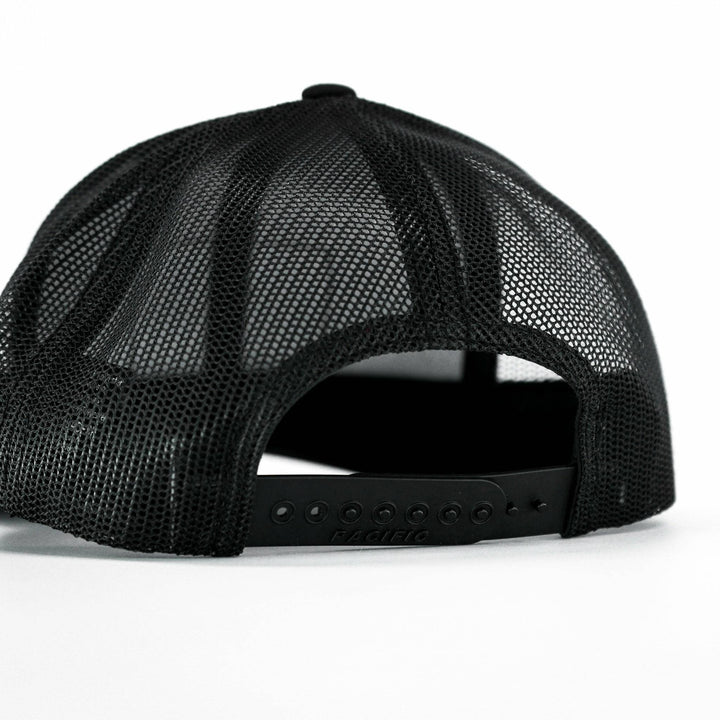 Panty dropper mid-profile mesh snapback hat in all black with a colorful patch #color_black-black