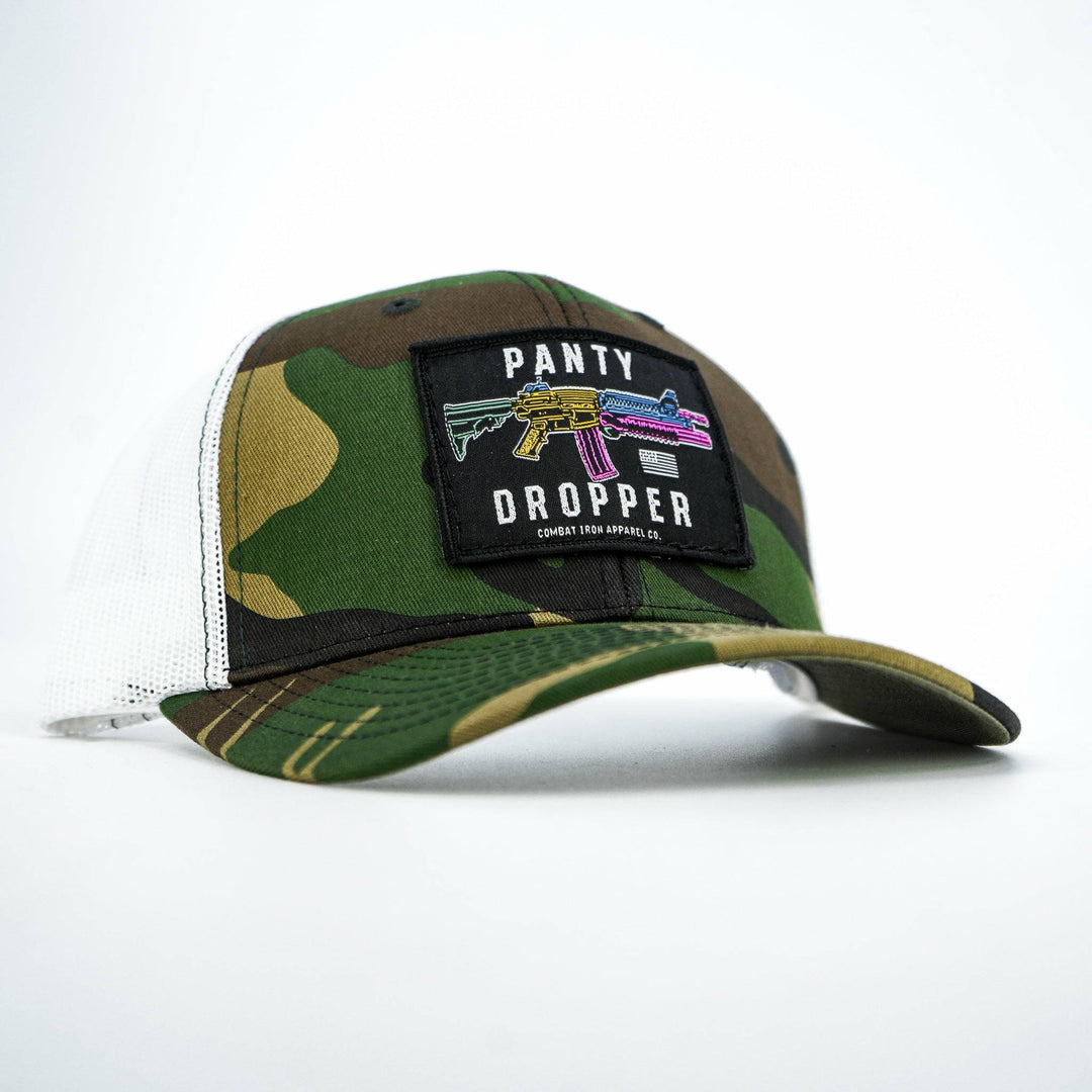 Panty dropper mid-profile mesh snapback hat with a colorful patch #color_bdu-camo
