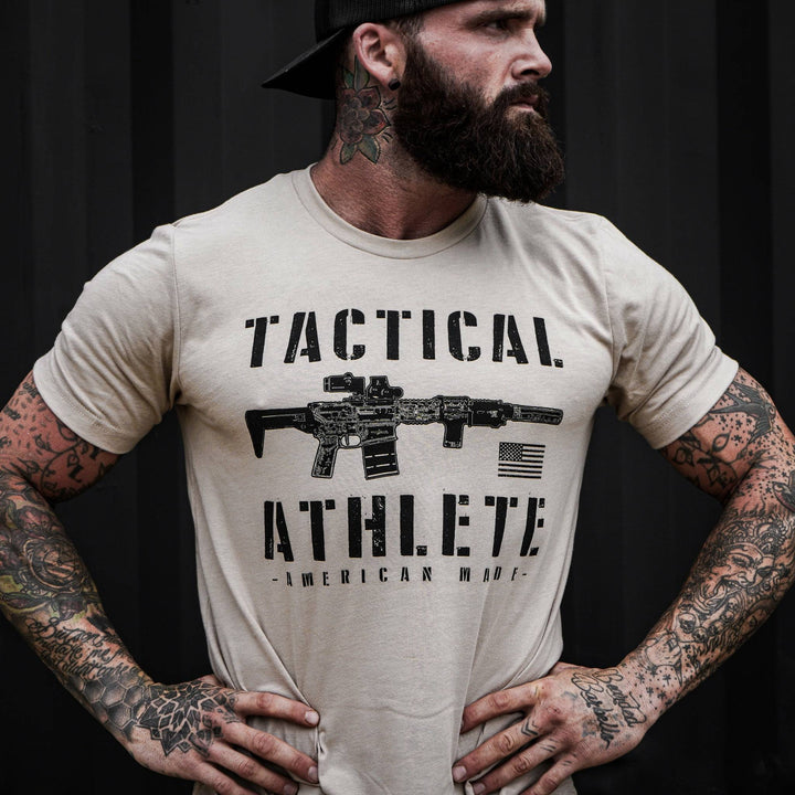 Tactical athlete American-made, men’s t-shirt #color_tan