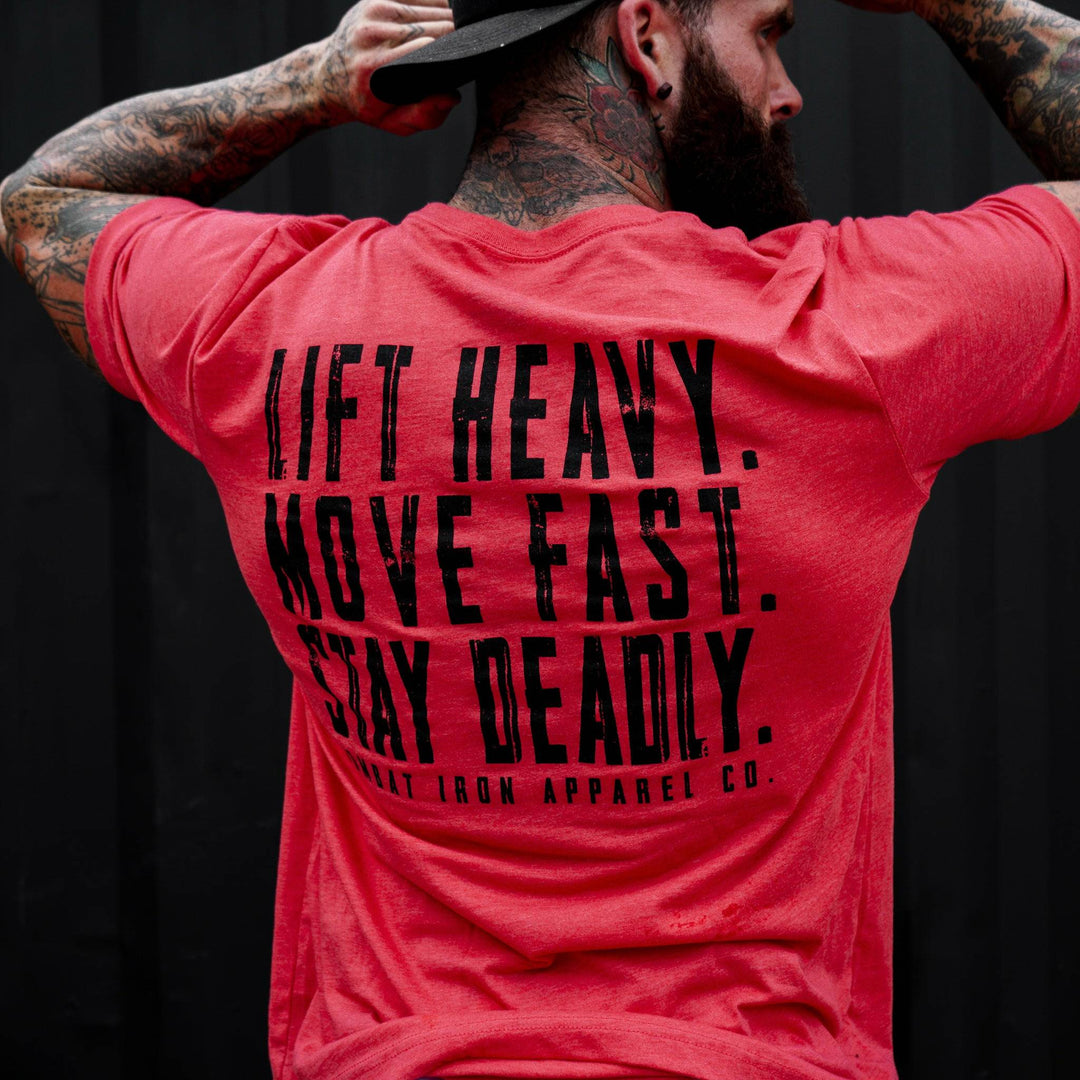 Lift heavy. Move fast. Stay deadly. Men’s t-shirt  #color_red