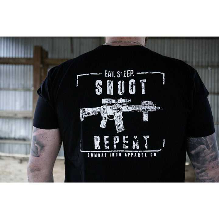 Eat, sleep, shoot, repeat operator men’s t-shirt in black with white details #color_black