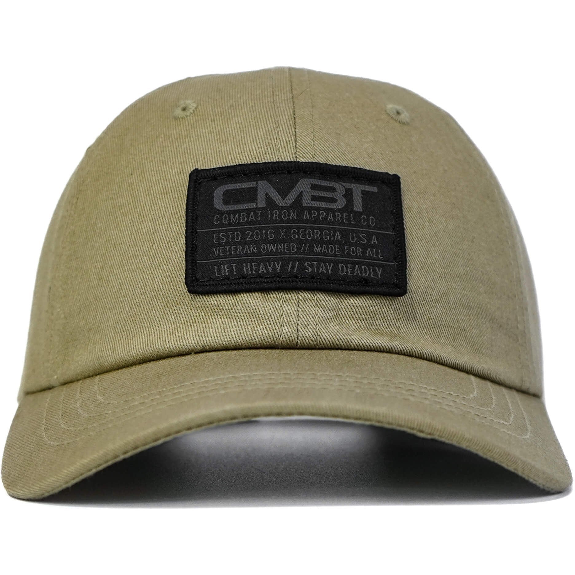 CMBT subdued tactical woven patch dad hat #color_tan