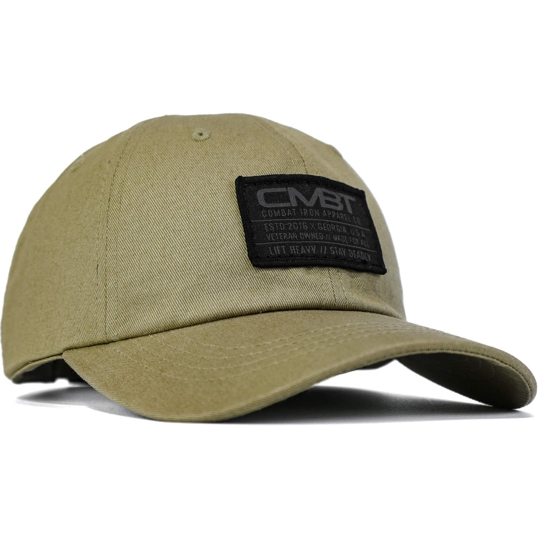 CMBT subdued tactical woven patch dad hat #color_tan