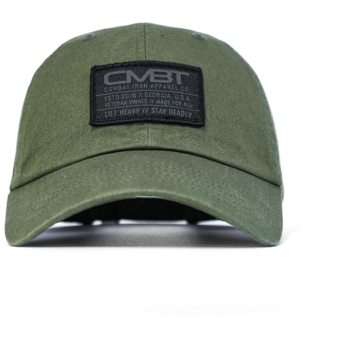 CMBT subdued tactical woven patch dad hat #color_military-green