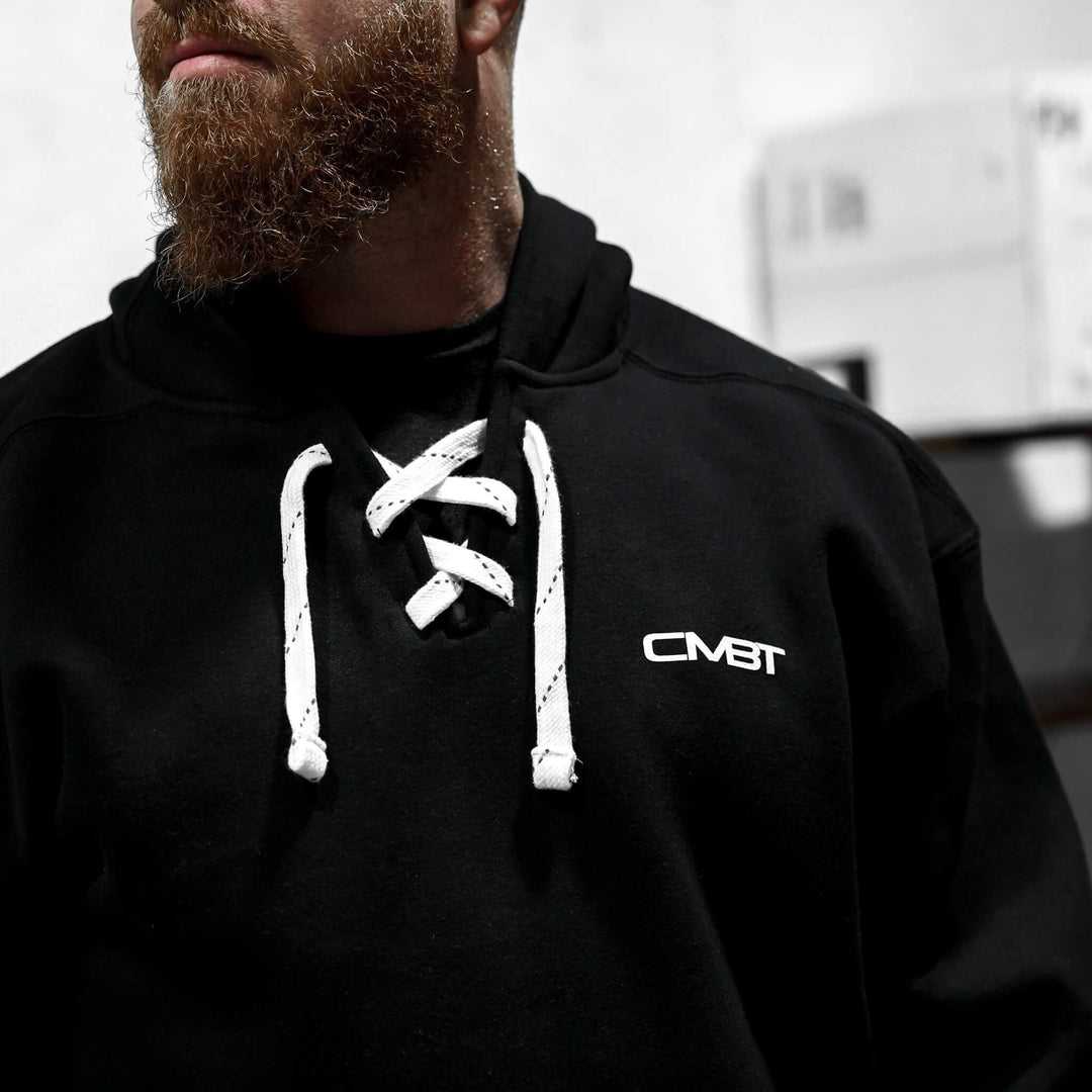 CMBT heavyweight hockey hoodie in dark grey with white details #color_black