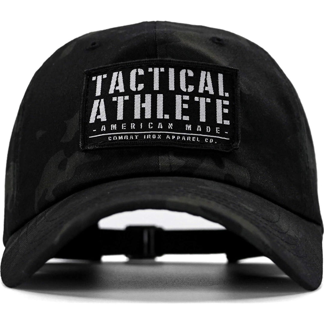 Tactical athlete training patch dad hat in dark camo print