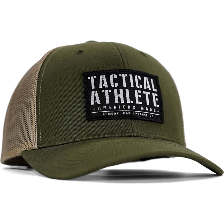 Tactical athlete American-made snapback hat #color_green-tan