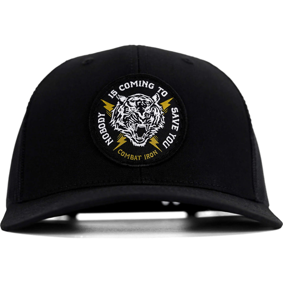 Nobody is coming to save you mid-profile snapback hat in black #color_black-black