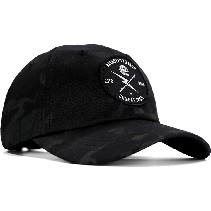Addicted to iron training patch dad hat #color_black-bdu-camo