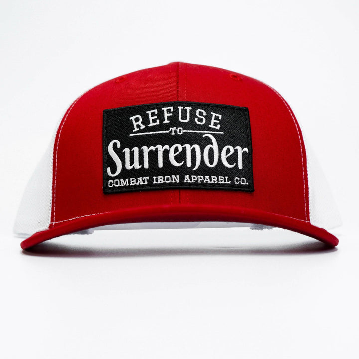 Refuse to surrender, mid-profile mesh snapback hat  #color_red-white