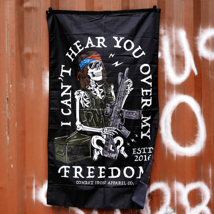I CAN'T HEAR YOU OVER MY FREEDOM EDITION FLAG | BLACK - Combat Iron Apparel™