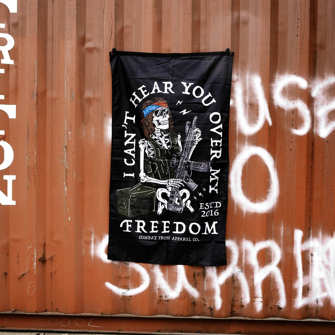 I CAN'T HEAR YOU OVER MY FREEDOM EDITION FLAG | BLACK - Combat Iron Apparel™