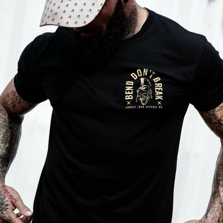 Men’s t-shirt with the words “Bend, don’t break”  #color_black