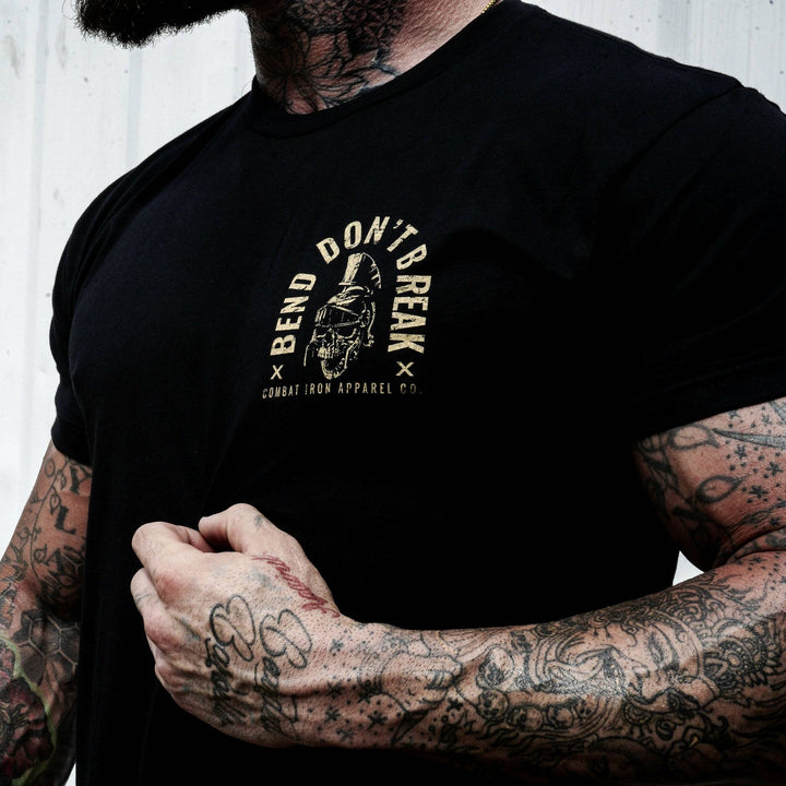 Men’s t-shirt with the words “Bend, don’t break”  #color_black