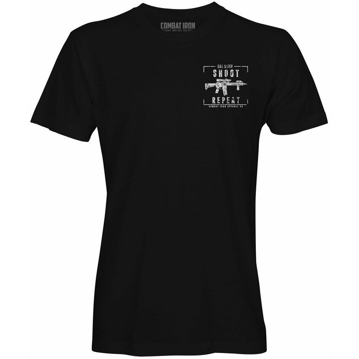 Eat, sleep, shoot, repeat operator men’s t-shirt in black with white details #color_black