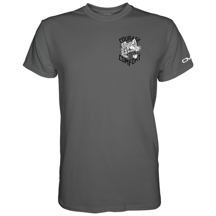 Courage over comfort - wolf edition, men’s t-shirt #color_gun-metal-gray