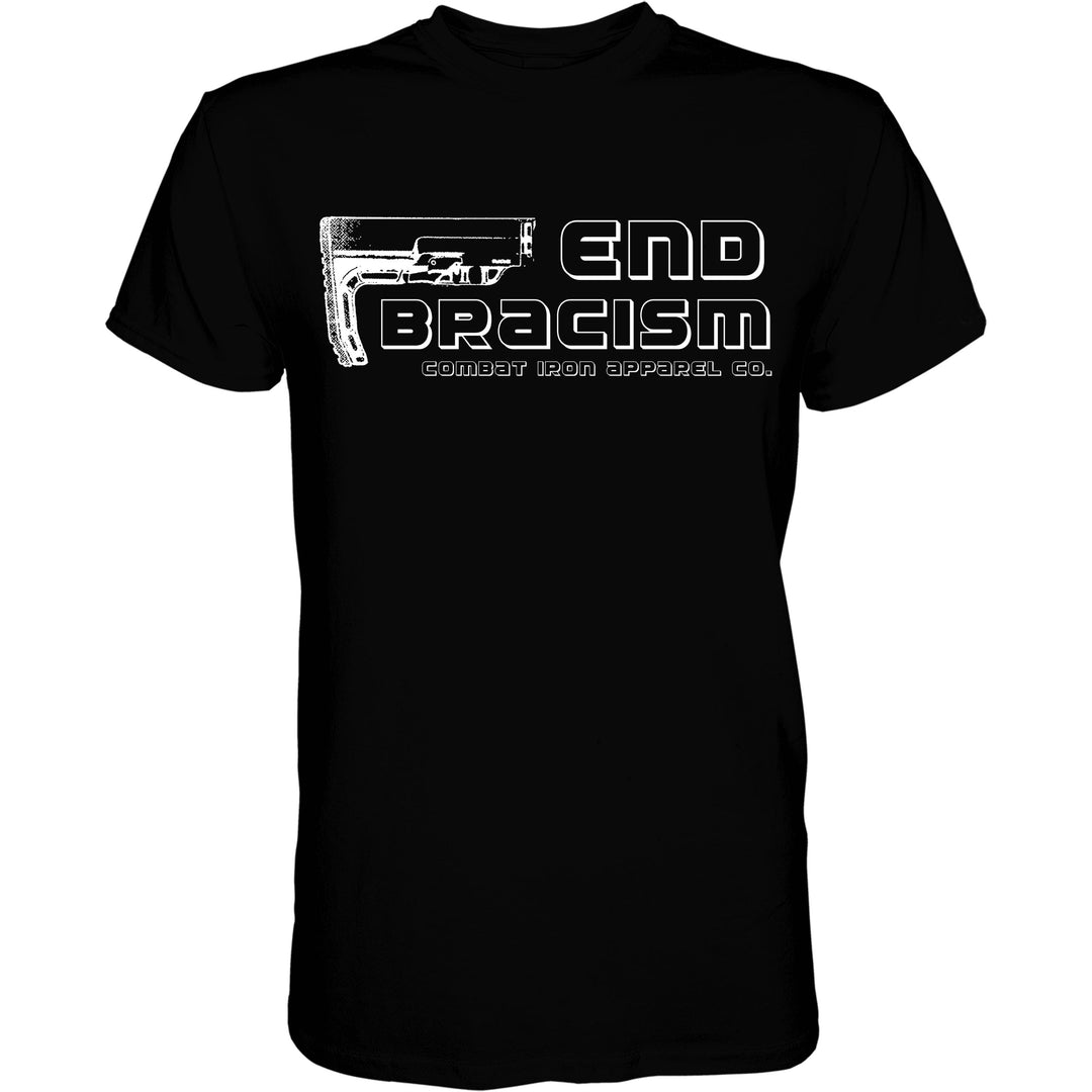 Men’s black t-shirt with the words “End bracism” in the front #color_black