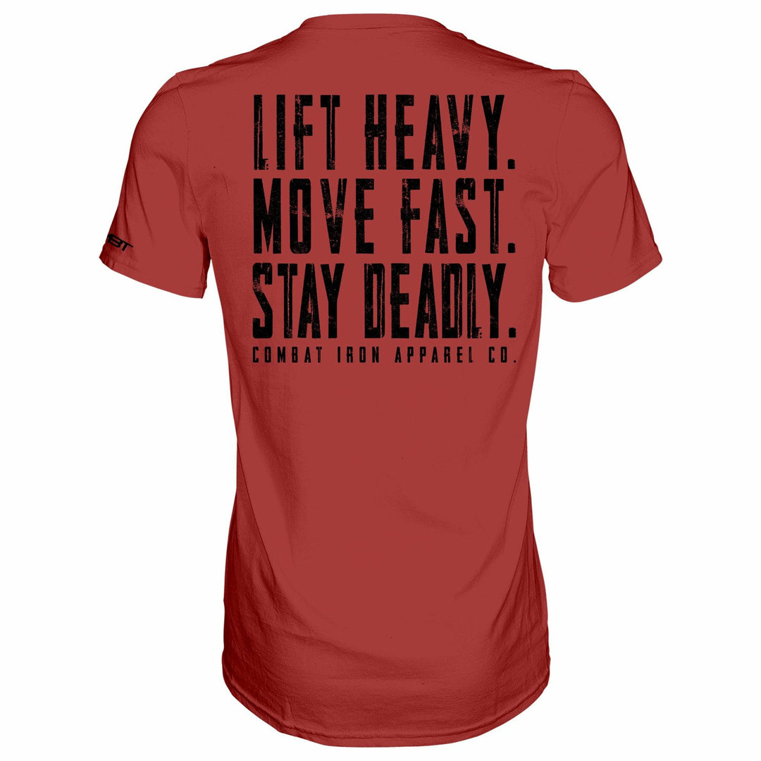 Lift heavy. Move fast. Stay deadly. Men’s t-shirt  #color_red