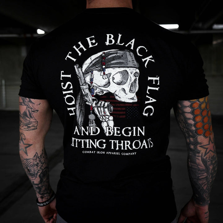 MEN'S PREMIUM T-SHIRT | HOIST THE BLACK FLAG AND BEGIN SLITTING THROATS - Combat Iron Apparel™ #color_black